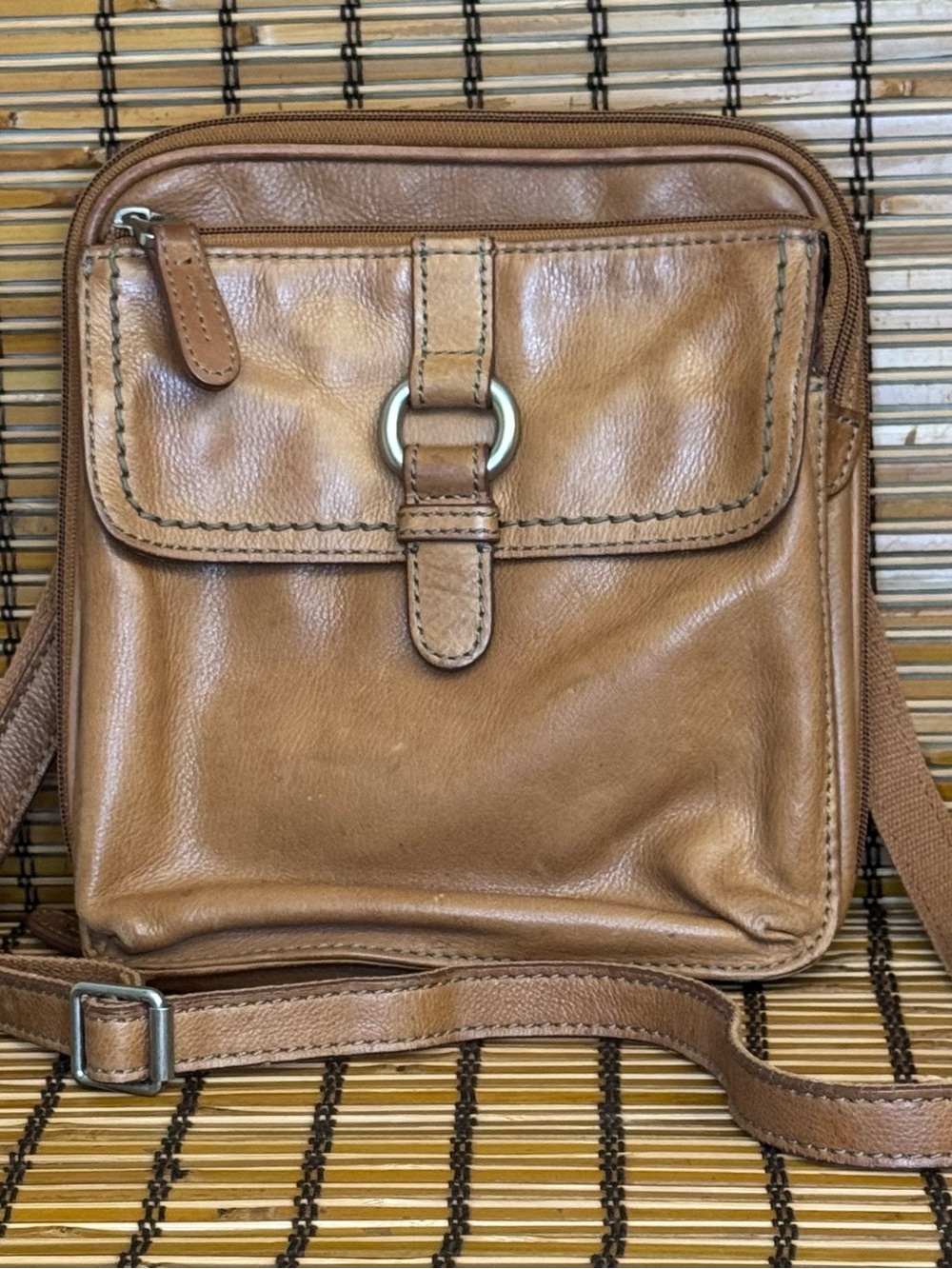 Fossil Vintage 90’s Y2K Crosstown Leather Organizer Crossbody Bag